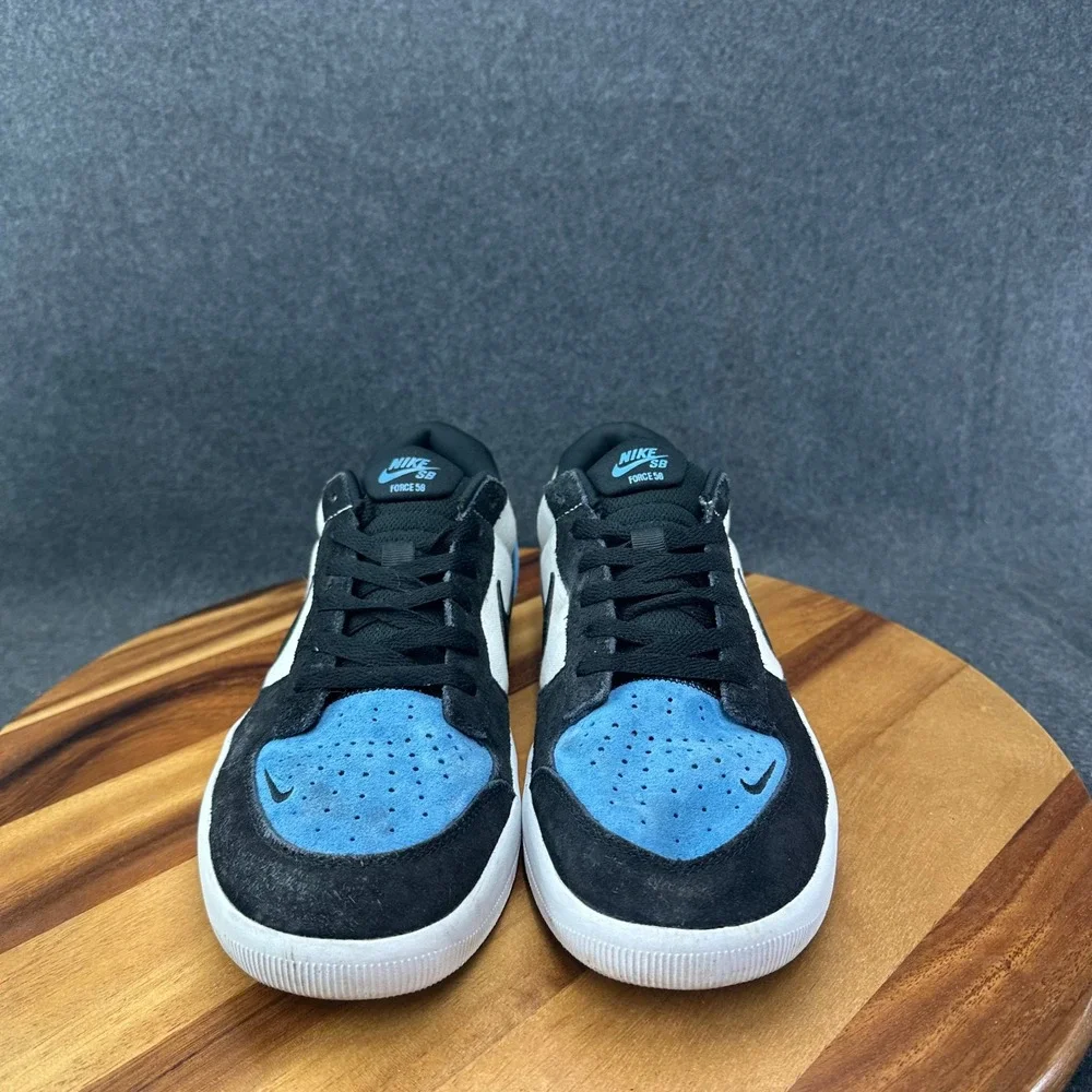 Nike SB Force 58 Suede Skate Shoes Black Blue White Mens Size 12 CZ2959-400